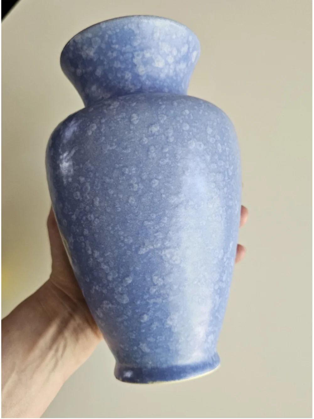 Dumler & Breiden 1250-20 West Germany Art Pottery Vase Blue Speckle Yellow MCM